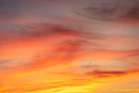 Dramatic sunrise sky shades of the orange, natural background.