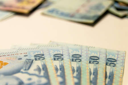 50 Thailand (THB) banknotes. The baht is the official currency of Thailand.の写真素材