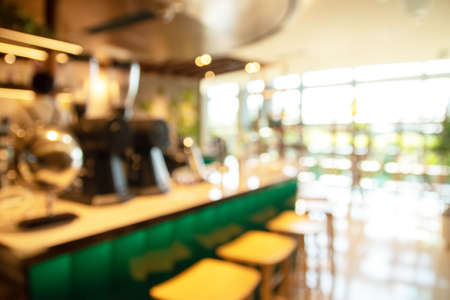 Blurred image for background of coffee shop, beautiful interior and decoration modern vintage style.の写真素材