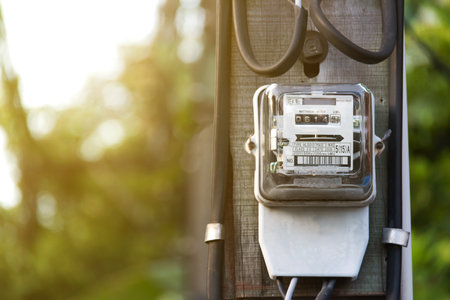 Electronic energy meter for home electrical appliances. Watthour meter of electricity for use in...