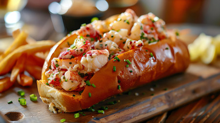 Traditional New England lobster roll with butter.の素材