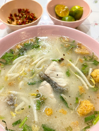 Delicious fish soup with fresh ingredients.
