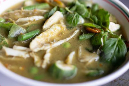Spicy Herbed Red Curry with Silver Sillago Fish.