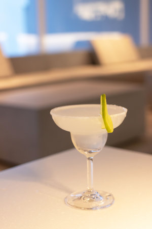 Margarita with soft light in cozy moment, a margarita is a cocktail consisting of tequila, triple sec, and lime juice.の写真素材
