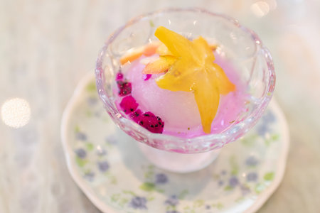 Macerated Starfruit in scented syrup usually serve with ice, Thai dessert in summer season or Mafuang Loykaew.の写真素材