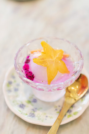 Macerated Starfruit in scented syrup usually serve with ice, Thai dessert in summer season or Mafuang Loykaew.の写真素材