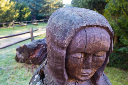 wood sculpture womanの写真素材