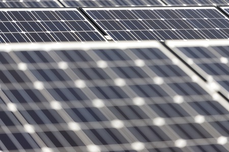 Photovoltaic panels, alternative renewable energy - close up of solar battery panels.