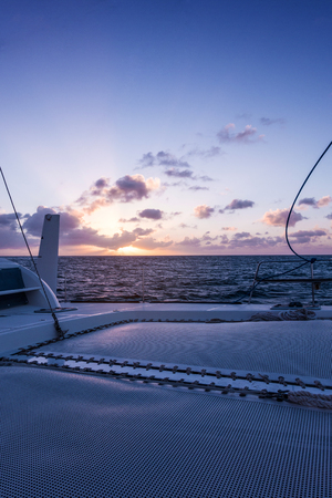 Sailing yacht catamaran sailing in the sea. Sailboat. Sailing in caribbean sea