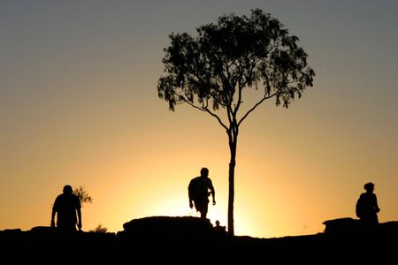 Walkers in the sun の写真素材