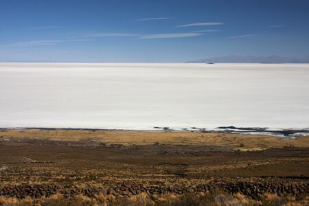 Three colors on Salar de Uyuni  Altiplano の写真素材