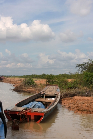 Boats on Tonle Sap Lakeの写真素材