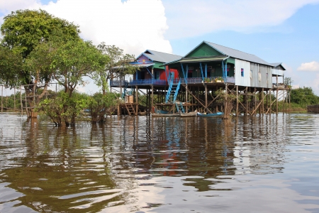 Kampong Phluk, the floating village of Tonle Sap lakeのeditorial素材