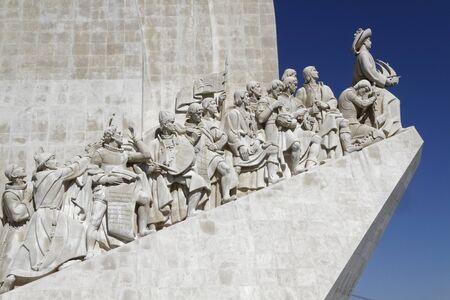 LISBON, Portugal, April 6, 2017 : Padrao dos Descobrimentos (Monument of the Discoveries) is located along the river Tagus where ships departed to explore and trade with India and Orient. The monument celebrates the Portuguese Age of Discovery.のeditorial素材