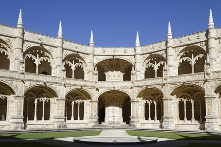 LISBON, Portugal, April 6, 2017 : The Jeronimos Monastery or Hieronymites Monastery (Mosteiro dos Jeronimos). One of the most prominent examples of the Portuguese Late Gothic Manueline style of architecture, it is classified a UNESCO World Heritage Siteのeditorial素材