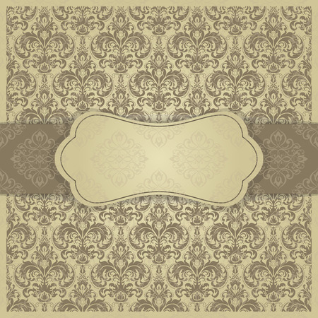 Vintage invitation card with Victorian ornaments in goldのイラスト素材