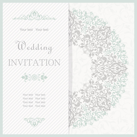 retro Invitation or wedding card with damask backgroundのイラスト素材