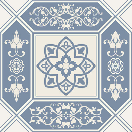 seamless patchwork tile with Victorian motivesのイラスト素材