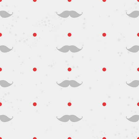 hand drawn hipster seamless pattern polka dot with mustacheのイラスト素材