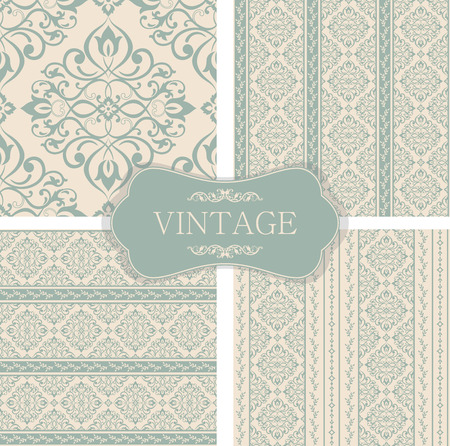 Vector set of four gentle backgrounds. Flowers, curls and leafs.のイラスト素材