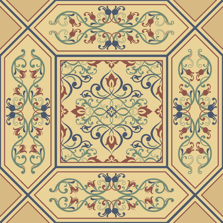 Vector damask seamless pattern element. Classical luxury old fashioned damask ornament, royal victorian seamless texture for wallpapers, tiles, textile, wrapping. Exquisite floral baroque template.のイラスト素材