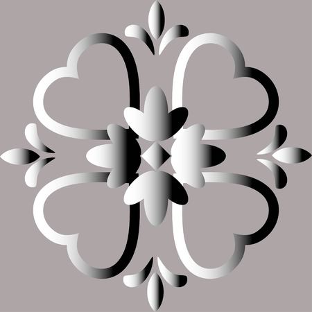 Decorative element, abstract image of a silvery flower, background for design.のイラスト素材