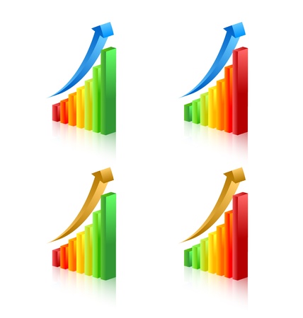 Four easy customizable variations of chart of success isolated on white backgroundのイラスト素材