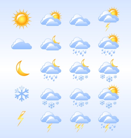 Set of glossy weather icons useful for webdesign purposesのイラスト素材