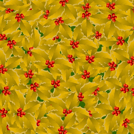 Stylized golden holly backgroundのイラスト素材