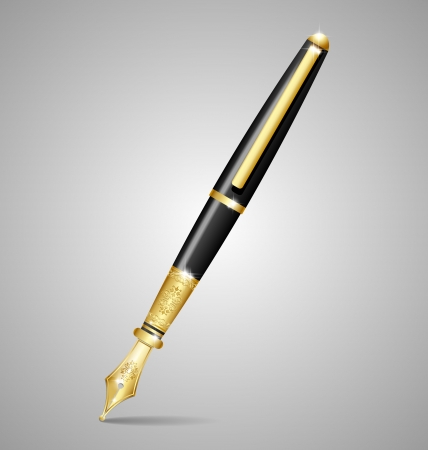 Luxury ink pen icon on grey backgroundのイラスト素材