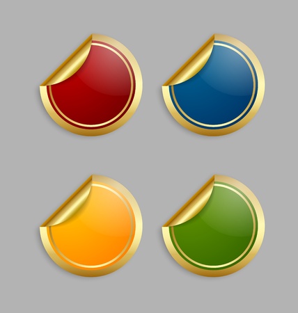 Set of golden colorful stickers for custom design purposesのイラスト素材