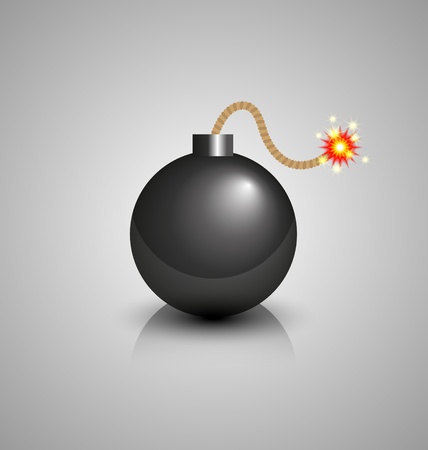 Black bomb burning isolated on grey backgroundのイラスト素材