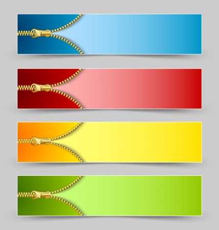 Zipper banners isolated on grey backgroundのイラスト素材