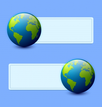 Planet Earth banners isolated on light blue backgroundのイラスト素材