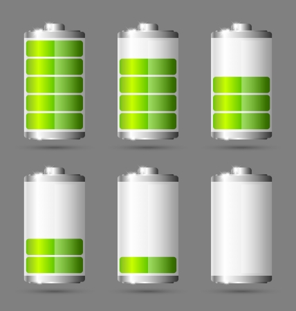 Different states of charged green battery iconのイラスト素材