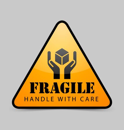 Glossy fragile icon isolated on grey backgroundのイラスト素材