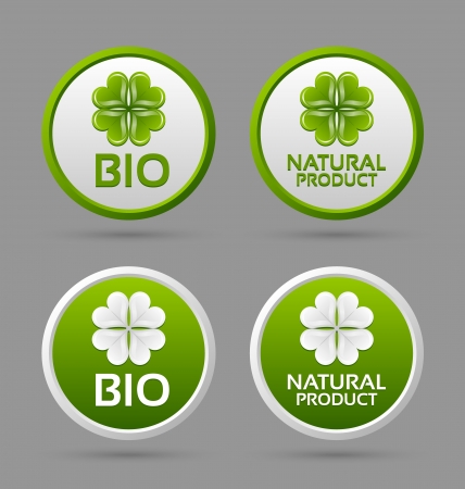 Bio and natural product badge icons isolated on grey backgroundのイラスト素材