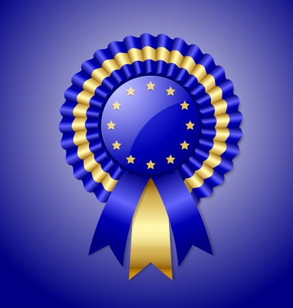 European rosette and ribbon isolated on blue backgroundのイラスト素材