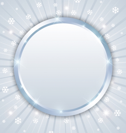 Christmas winter plaque on snowy background with beamsのイラスト素材