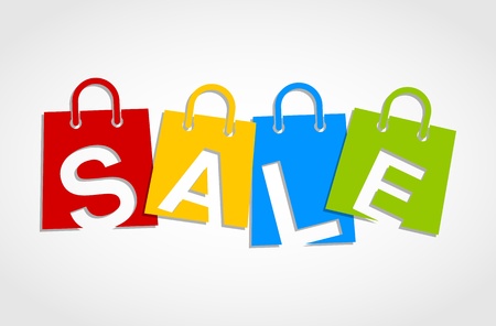 Sale bags isolated on light grey backgroundのイラスト素材