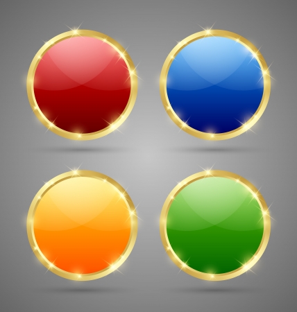 Set of glossy golden plaques isolated on grey backgroundのイラスト素材