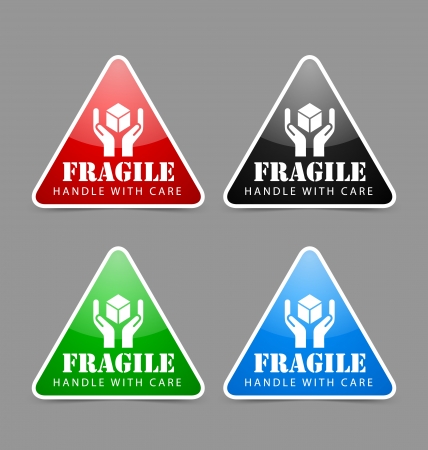 Glossy fragile icons isolated on grey backgroundのイラスト素材