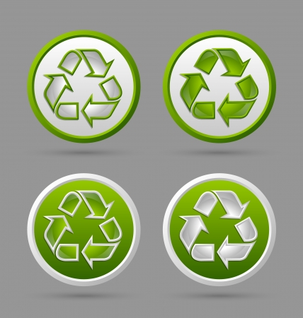 Set of recycled symbol badges isolated on grey backgroundのイラスト素材