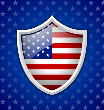 American shield badge on blue starry backgroundのイラスト素材
