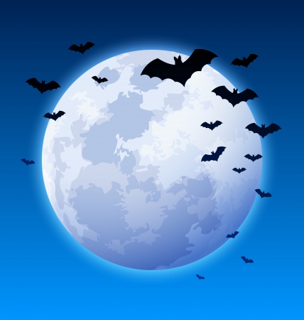 Full moon with bats on Halloween nightのイラスト素材