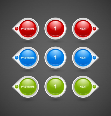 Pagination buttons isolated on dark grey backgroundのイラスト素材