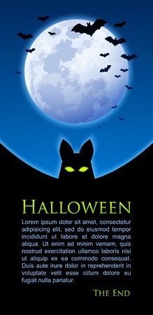 Full moon with bats on Halloween night document templateのイラスト素材