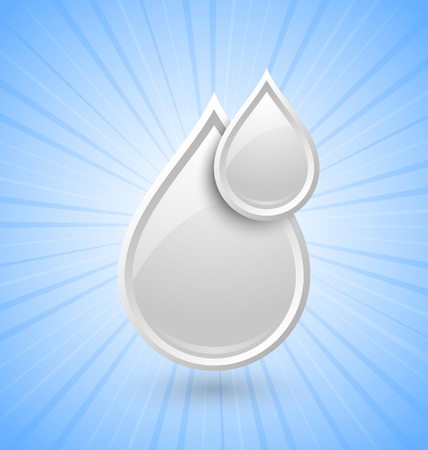 White glossy milk or cream drops icon placed on background with sun burst effectのイラスト素材