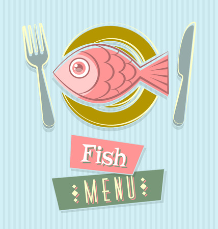 Fish restaurant menu cover document template in retro styleのイラスト素材