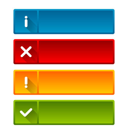 Notification icons and buttons with long shadow for web design and computer purposesのイラスト素材